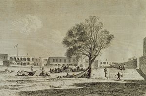 Goree-eiland, Senegal, in de jaren 1860, gegraveerd door Charles Maurand door French School